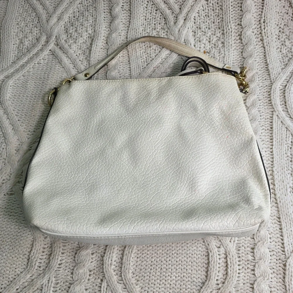 Jessica Simpson Hobo Bag White Gold Studded Faux Leather Shoulder Y2k Summer‎